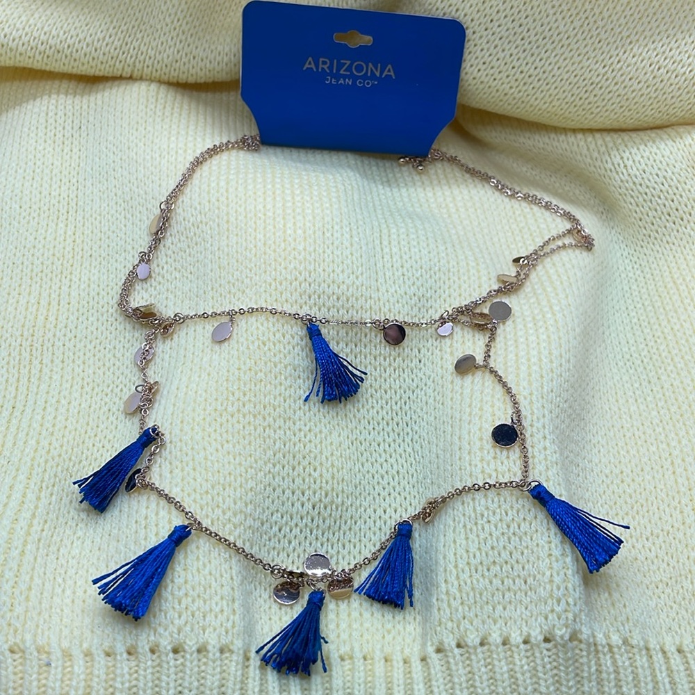 Vintage Y2k Arizona Jeans tassel fringe disc layered statement necklace NWT